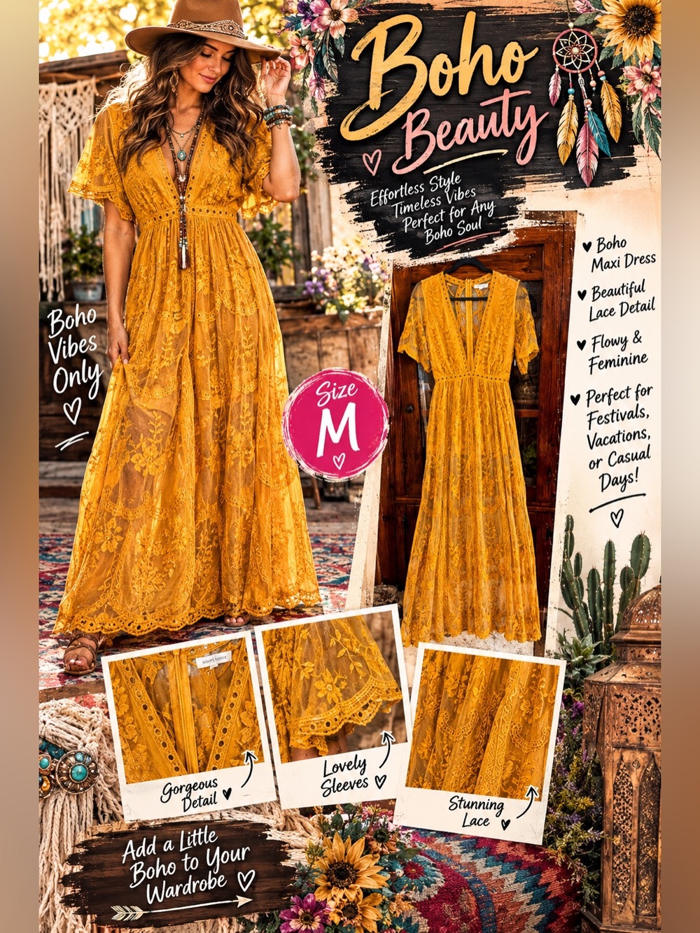 Honey Punch Chloe Yellow Lace Maxi Romper Dress Sz.small